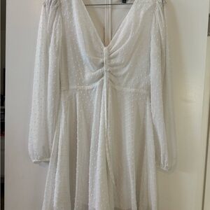 Lulu's White Textured Long Sleeve Dress